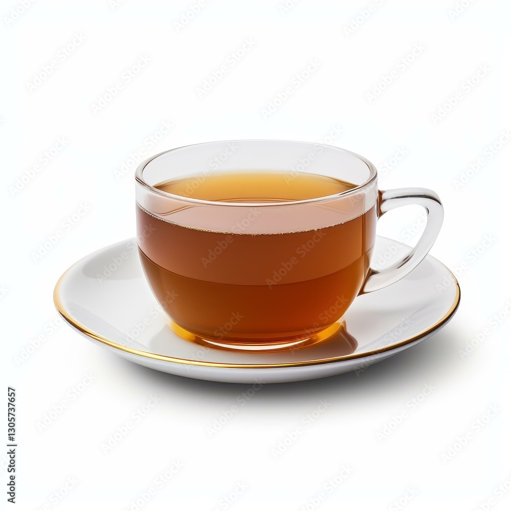 A charming dicut of a steaming cup of tea, displaying its delicate curve against a white backdrop. A charming dicut of a steaming cup of tea, displaying its delicate curve against a white backdrop.
