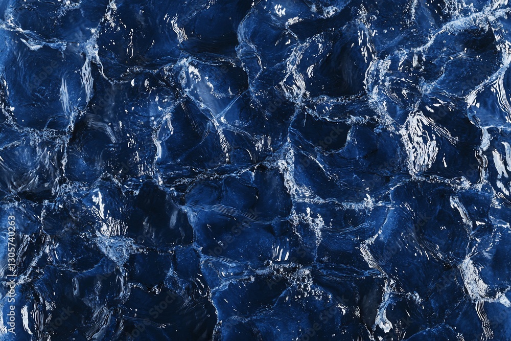 Obraz premium Abstract blue water texture, close-up view of swirling and rippling surface.