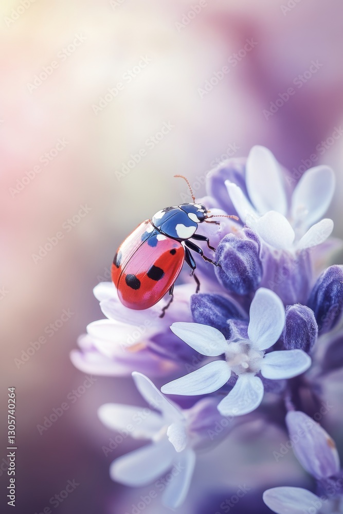 Beautiful cute ladybug with flower in Spring. Beautiful cute ladybug with flower in Spring.