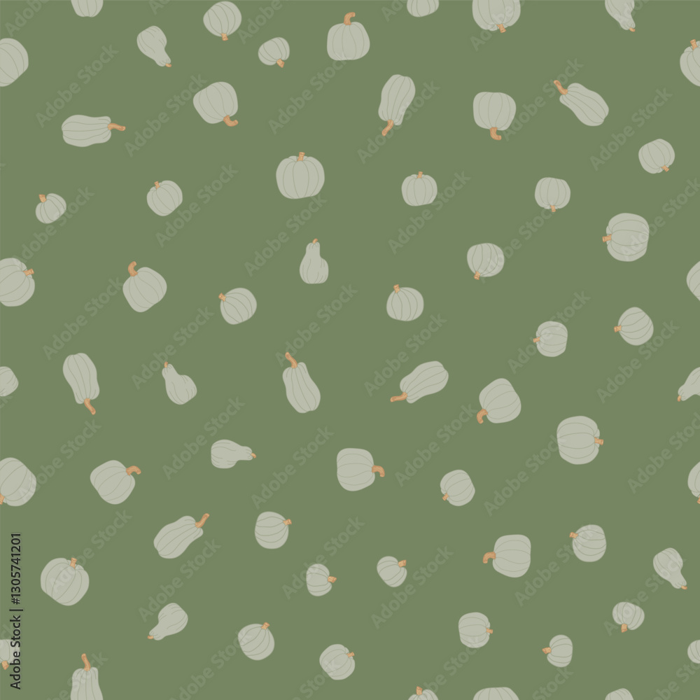 Ditsy Celadon Pumpkin Shapes on a Muted Sage Green background background creating a seamless pattern print background Ditsy Celadon Pumpkin Shapes on a Muted Sage Green background background creating a seamless pattern print background