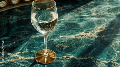 Elegant Sparkling Wine on Green Marble