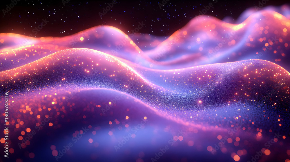 Abstract Glowing Particle Waves In Pink Purple Orange Colors Abstract Glowing Particle Waves In Pink Purple Orange Colors