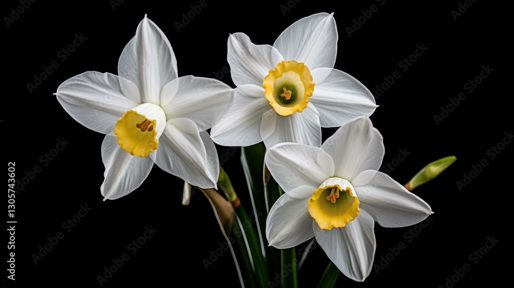 A pure white narcissus flower stands out when isolated against a clean white backdrop, showcasing its elegance and charm. A pure white narcissus flower stands out when isolated against a clean white backdrop, showcasing its elegance and charm.