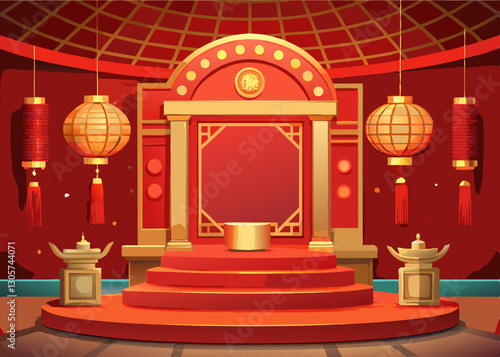 chinese lantern, red chinese gate