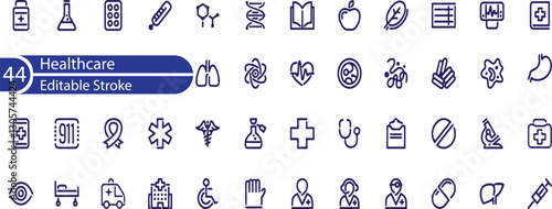 Healthcare Line Editable Icons set. Vector illustration in modern thin line style of medical icons .  health, pediatrics, doctor, treatment, and more