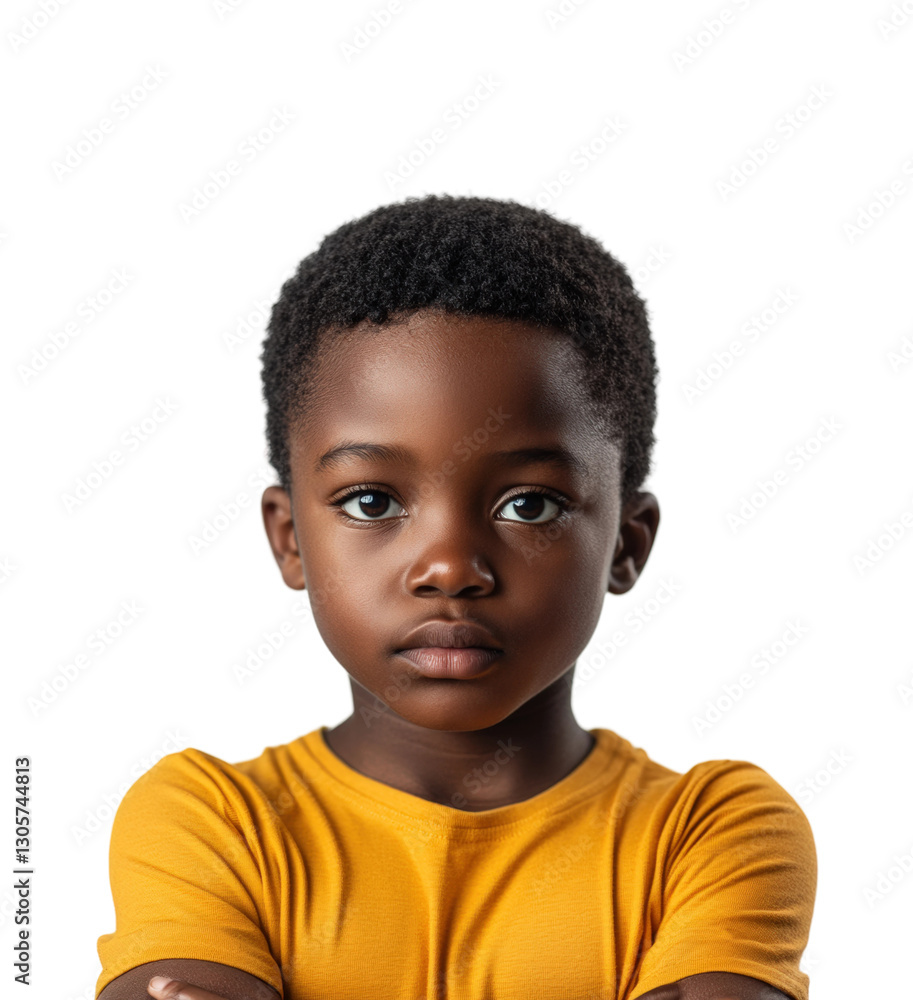Portrait of a thoughtful young boy neutral childhood emotions isolated on transparent background Portrait of a thoughtful young boy neutral childhood emotions isolated on transparent background