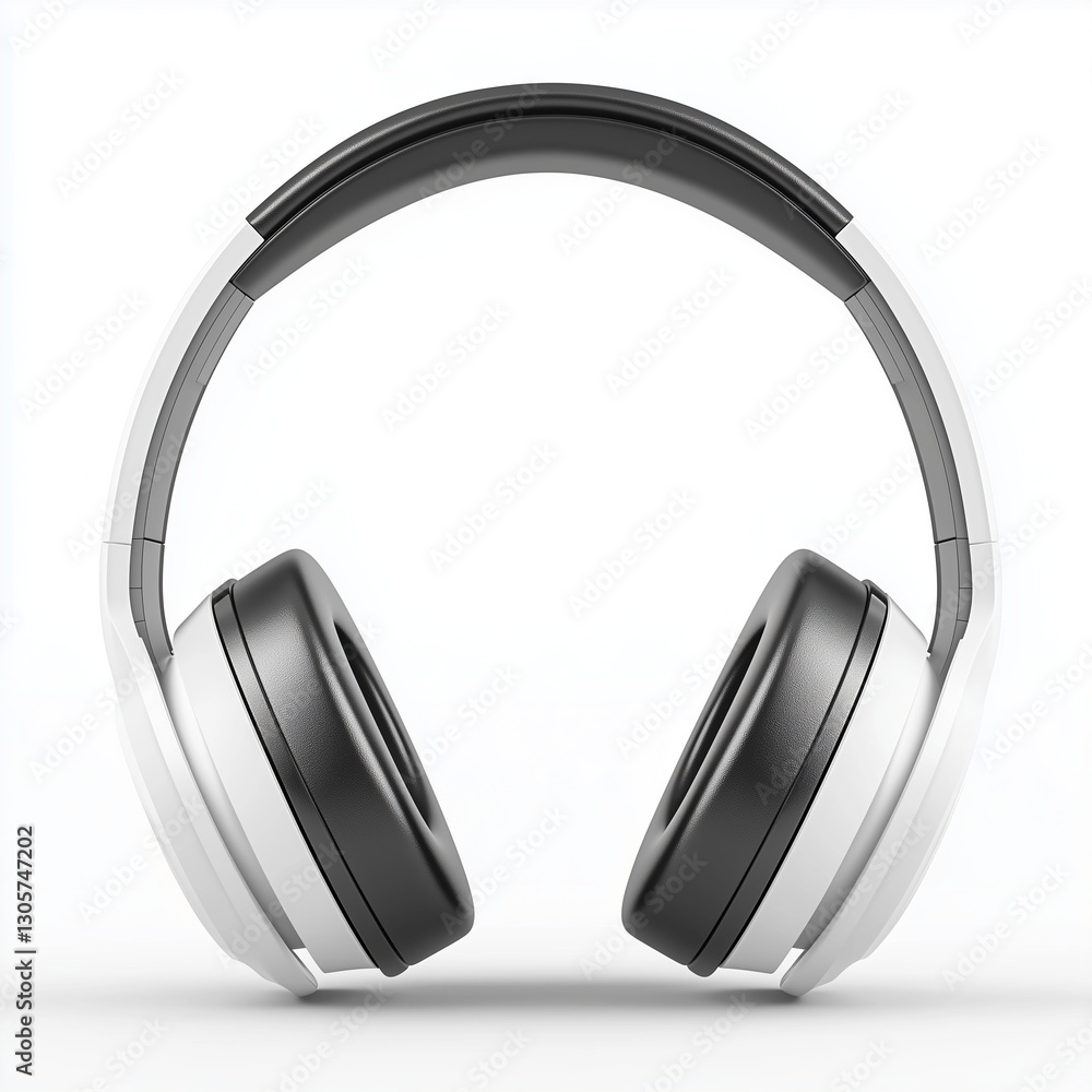 Glossy over-ear headphone isolated on a pure white background with soft shadows Glossy over-ear headphone isolated on a pure white background with soft shadows