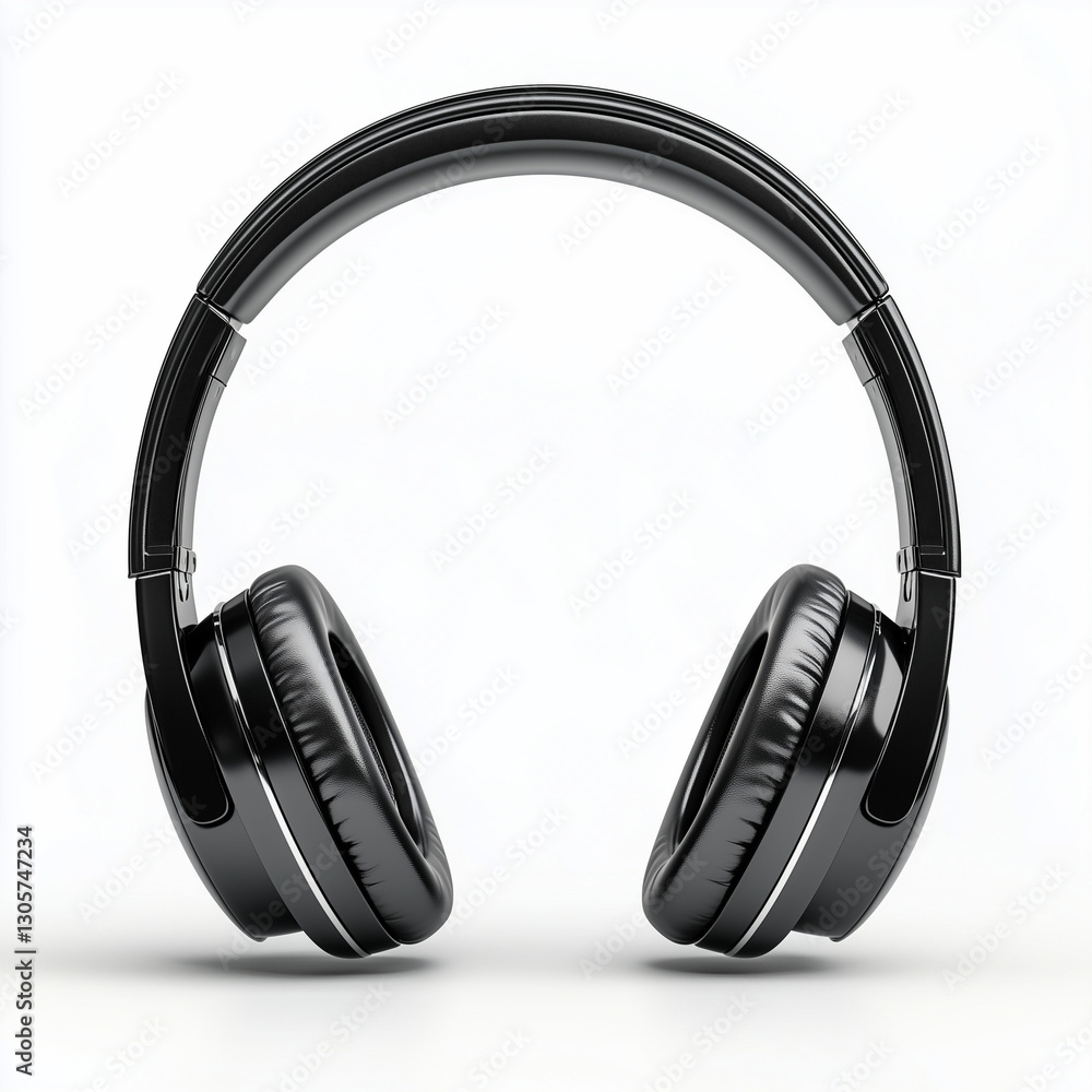 Glossy over-ear headphone isolated on a pure white background with soft shadows Glossy over-ear headphone isolated on a pure white background with soft shadows