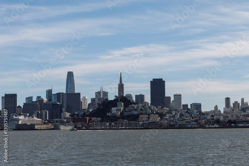 Stunning View of San Francisco Bay, Buildings, and Golden Gate Bridge from a Boat