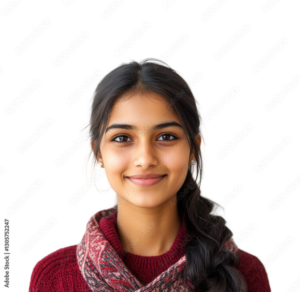 Joyful young girl smiling portrait bright eye-level angle happiness concept isolated on transparent background Joyful young girl smiling portrait bright eye-level angle happiness concept isolated on transparent background