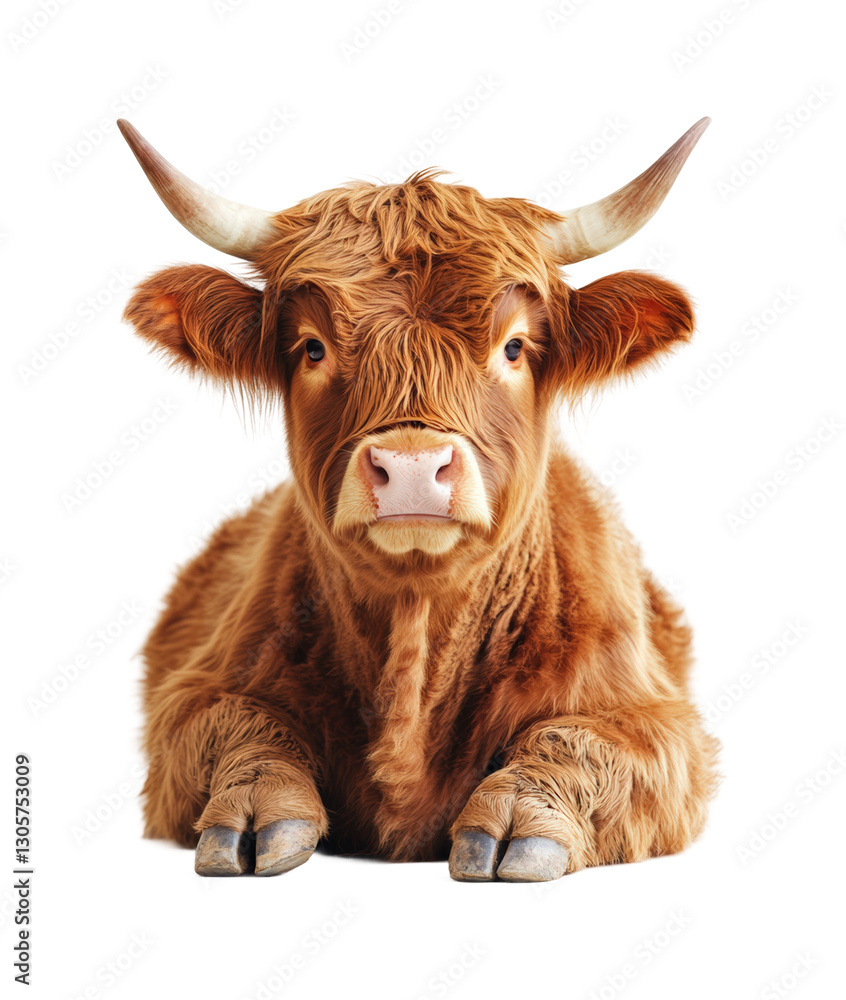 Cow lying down in a animal view farm concept isolated on transparent background Cow lying down in a animal view farm concept isolated on transparent background