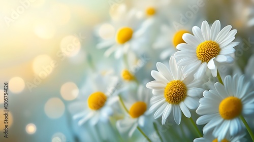 White Daisy Flowers in a Green Field / 緑の野原に咲く白いデイジー