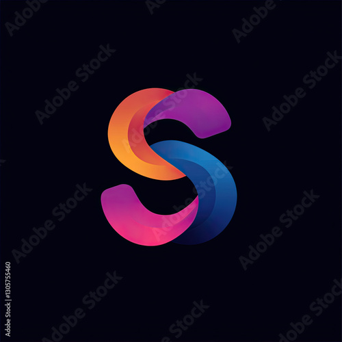 Wallpaper Mural Colorful letter S entwined with gradients on a dark, digital background Torontodigital.ca