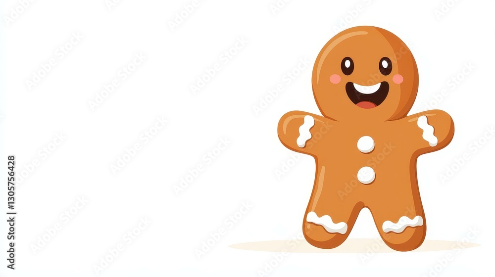 Fototapeta premium Whimsical gingerbread man flat illustration perfect for adding charm to nursery art and playful decor.