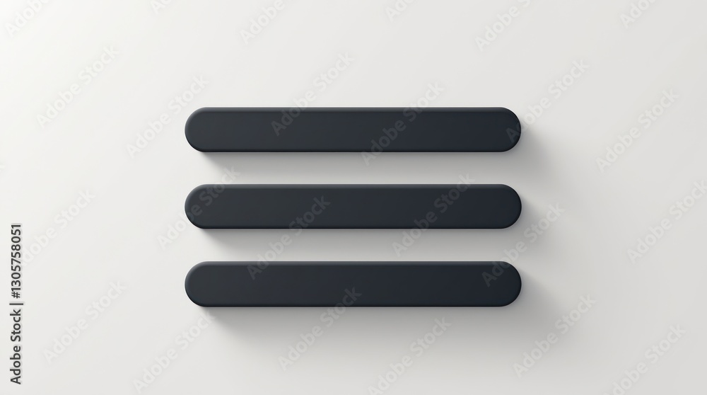 Three Horizontal Black Bars on White Background: Minimalist Design for Icons, Menus, and User I Three Horizontal Black Bars on White Background: Minimalist Design for Icons, Menus, and User I