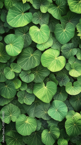 Green foliage forming lush, textured backdrop highlighting botanical details with natural, organic visual appeal