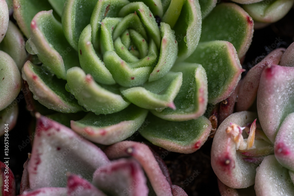 Close up of Recently Watered Succulent Plant Close up of Recently Watered Succulent Plant
