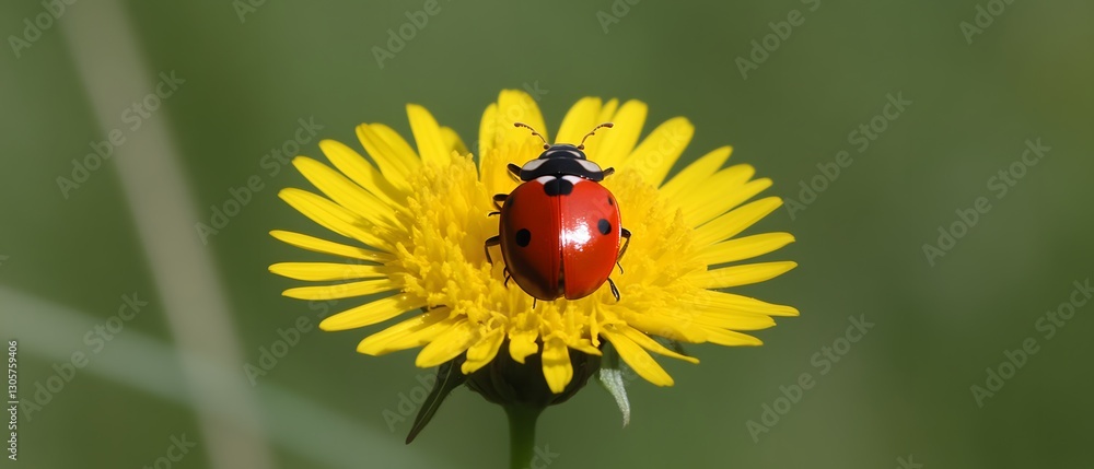 Stunning Ladybug on Yellow Flower Macro Photography Stunning Ladybug on Yellow Flower Macro Photography