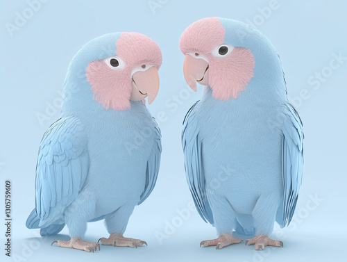 Two   parrot birds on a blue background