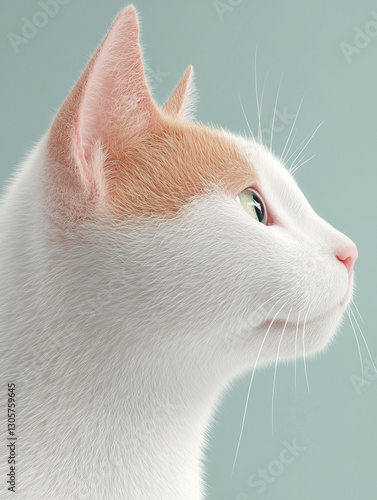 White cat close up portrait