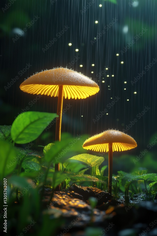 Fototapeta premium Closeup view of fresh mushroom in forest in Spring.
