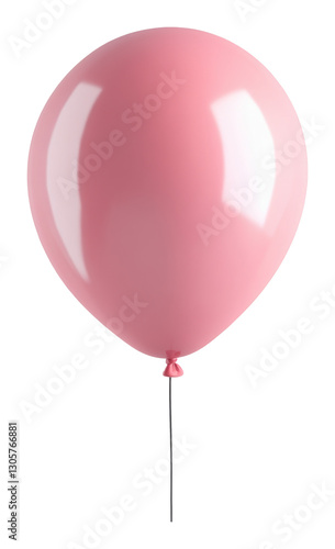 Pink balloon with reflection on black string. Party decoration concept