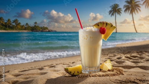 Cocktail Pina Colada in spiaggia 