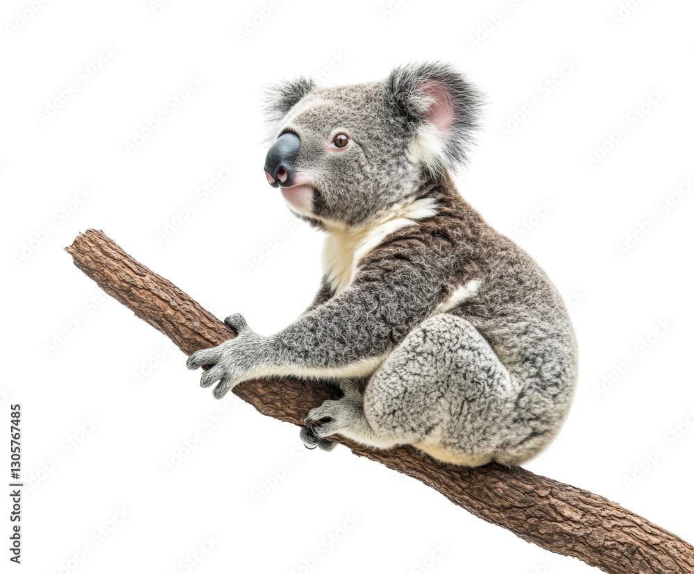 Naklejka premium Koala climbing a tree australia animal nature wildlife conservation isolated on transparent background