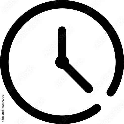 Clock symbol, time icon, measurement design, black and white
