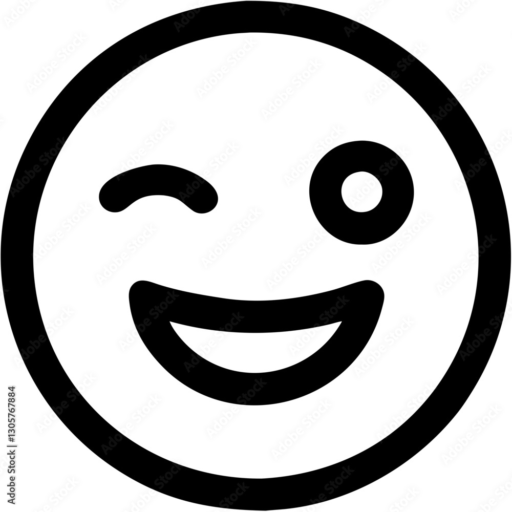 Winking smiley face icon on white background Winking smiley face icon on white background