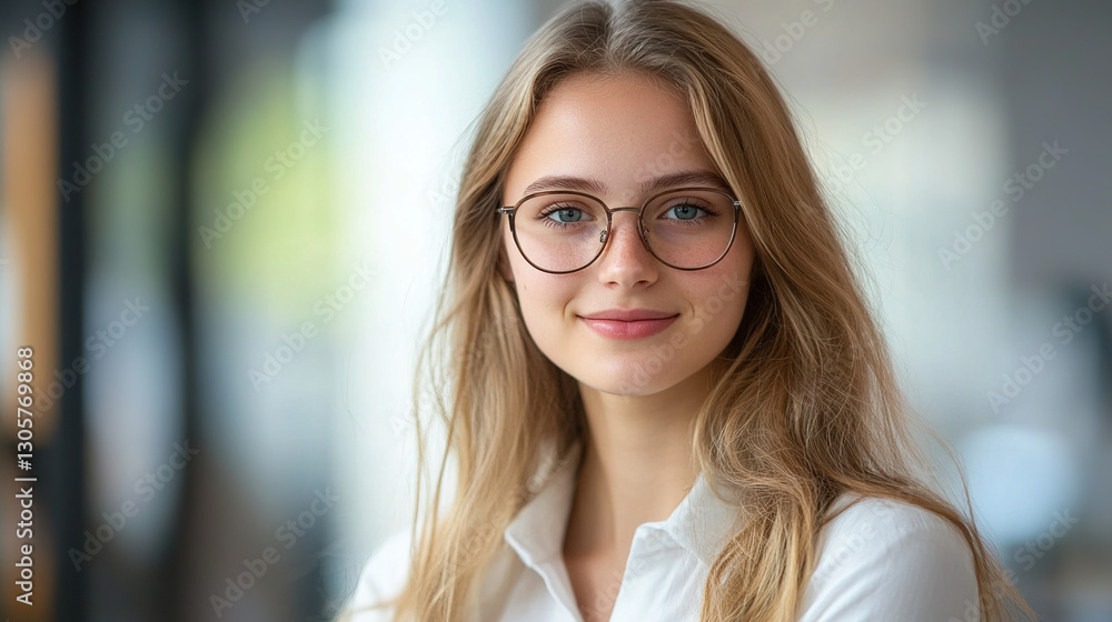 Young Professional in Focus: Serene Office Portrait Young Professional in Focus: Serene Office Portrait