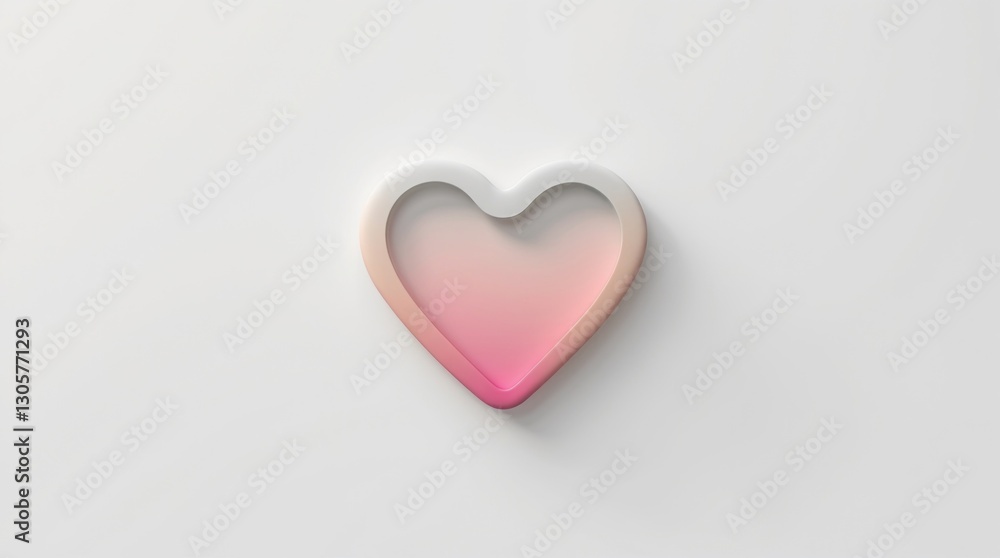 3D Heart Shape with Gradient Color and Soft Shadow, Minimalist Design for Love, Romance, Valent 3D Heart Shape with Gradient Color and Soft Shadow, Minimalist Design for Love, Romance, Valent