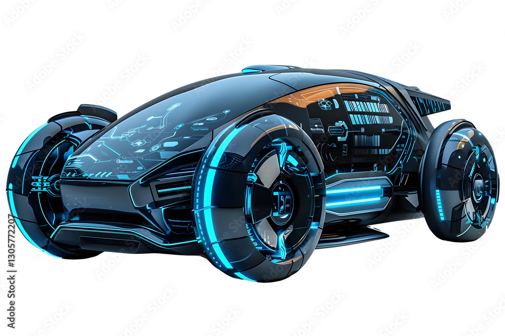 Futuristic Autonomous Electric Vehicle with Sleek Neon Lit Exterior and Advanced Digital Dashboard Futuristic Autonomous Electric Vehicle with Sleek Neon Lit Exterior and Advanced Digital Dashboard