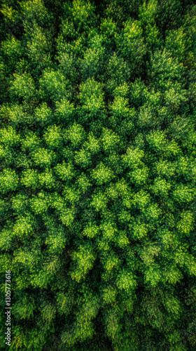 Dense forest canopy viewed from above, revealing intricate emerald-hued landscape textures
