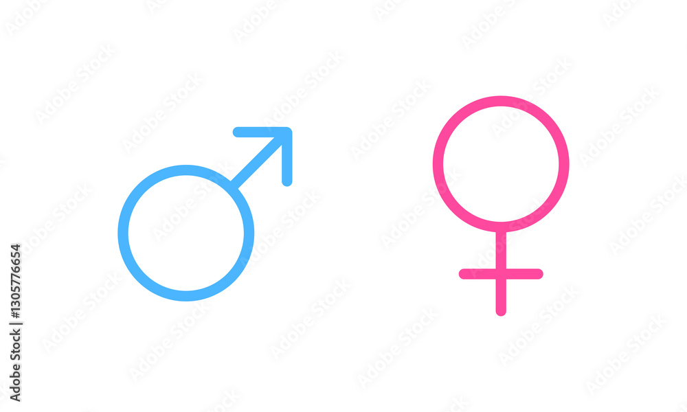 Male and female gender icon in thin style. Man and women gender sign. Boy and girl sexual symbol Male and female gender icon in thin style. Man and women gender sign. Boy and girl sexual symbol