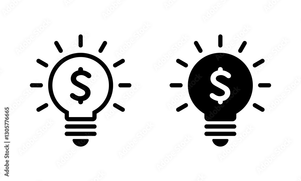 Light bulb with dollar icon. Money idea sign symbol Light bulb with dollar icon. Money idea sign symbol