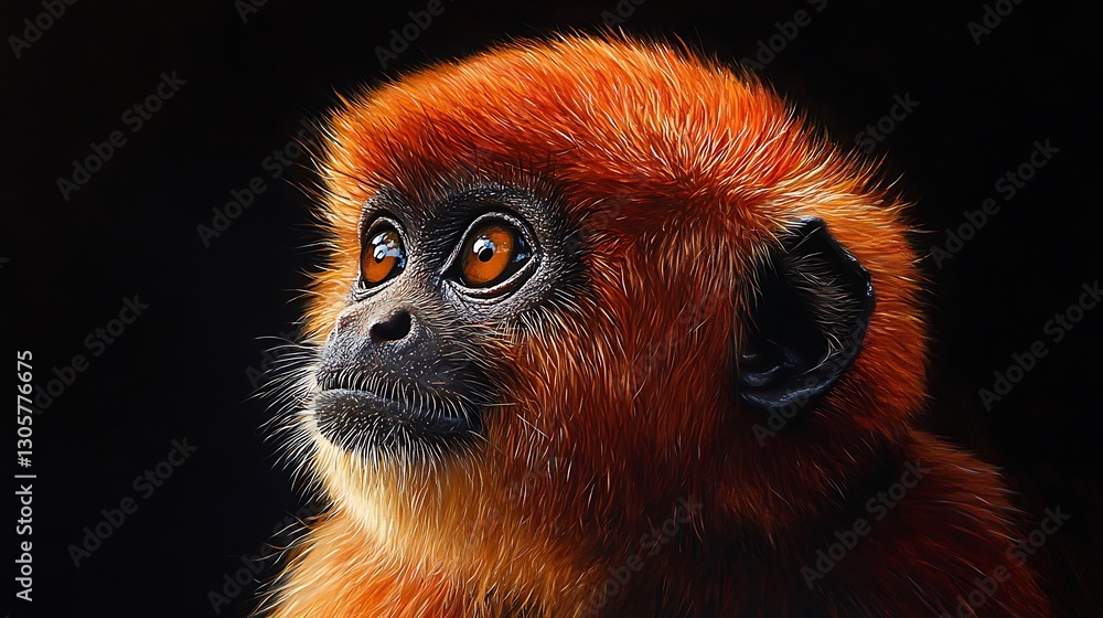 Obraz premium Golden Lion Tamarin with Intense Gaze / 強い視線のゴールデンライオンタマリン