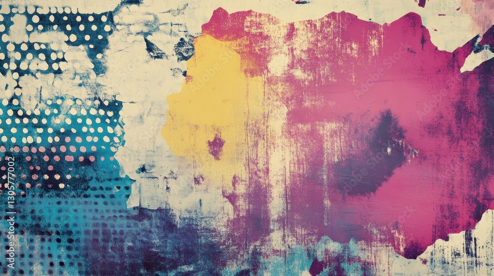 Obraz premium Backdrop featuring halftone print with layers of vintage comic texture