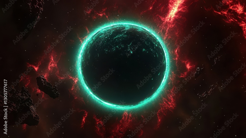 Obraz premium Backdrop with glowing planetary eclipse surrounded by fiery colors and comic texture