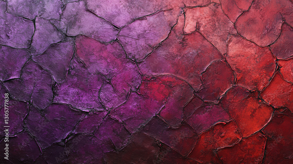 Naklejka premium A macro photograph of a beautifully textured surface, dominated by shades of deep red and purple, resembling fine art photography