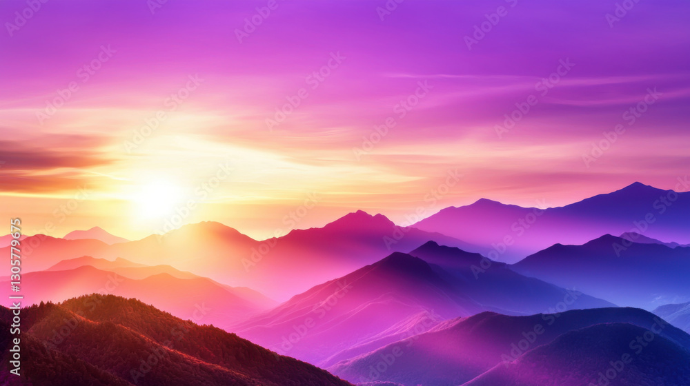 Obraz premium Serene mountainscape in soft lavender tones at sunset, showcasing beauty and tranquility