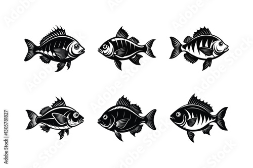 Gilded Surf Perch silhouette vector illustration