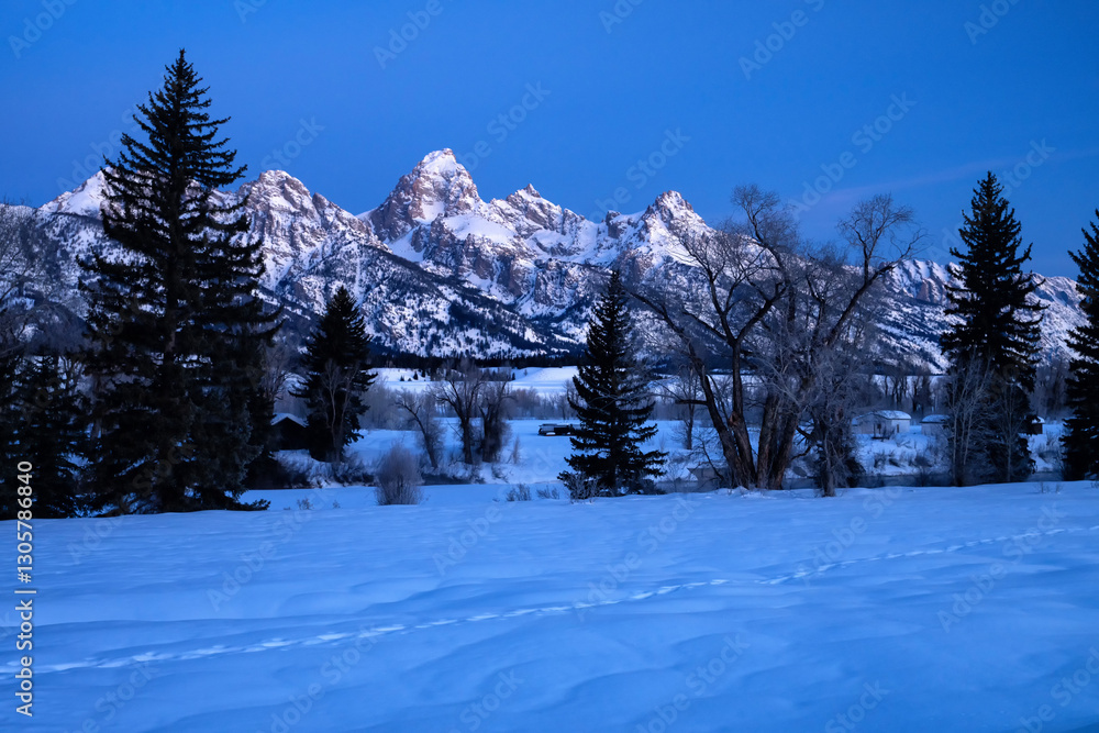 Fototapeta premium Tetons in winter; Grand Teton NP; Wyoming