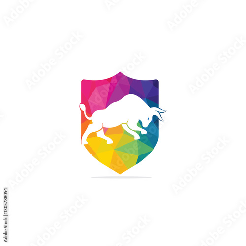 Bull vector logo design. Simple animal vector logo design template.