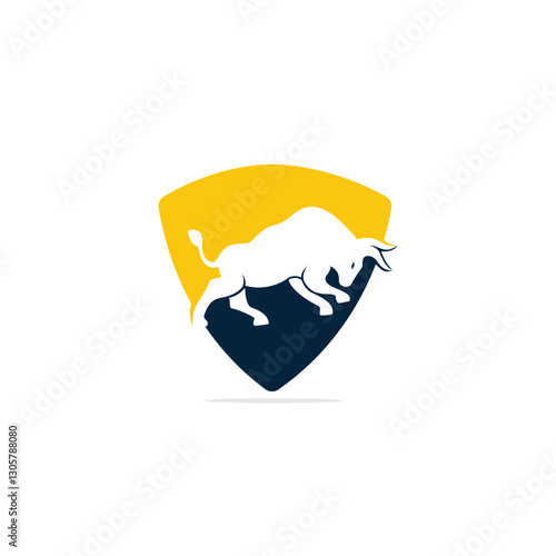 Bull vector logo design. Simple animal vector logo design template.