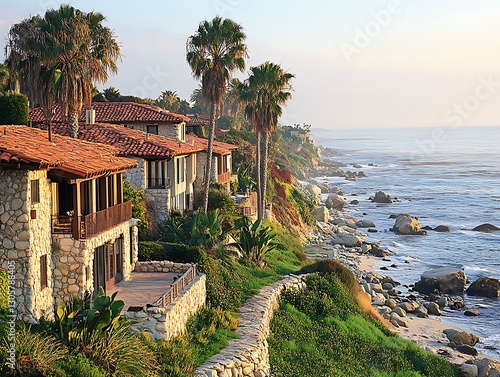 Coastal California Homes at Sunrise photo