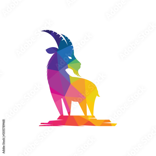 Goat Simple Logo Template Design. Mountain goat vector logo design.