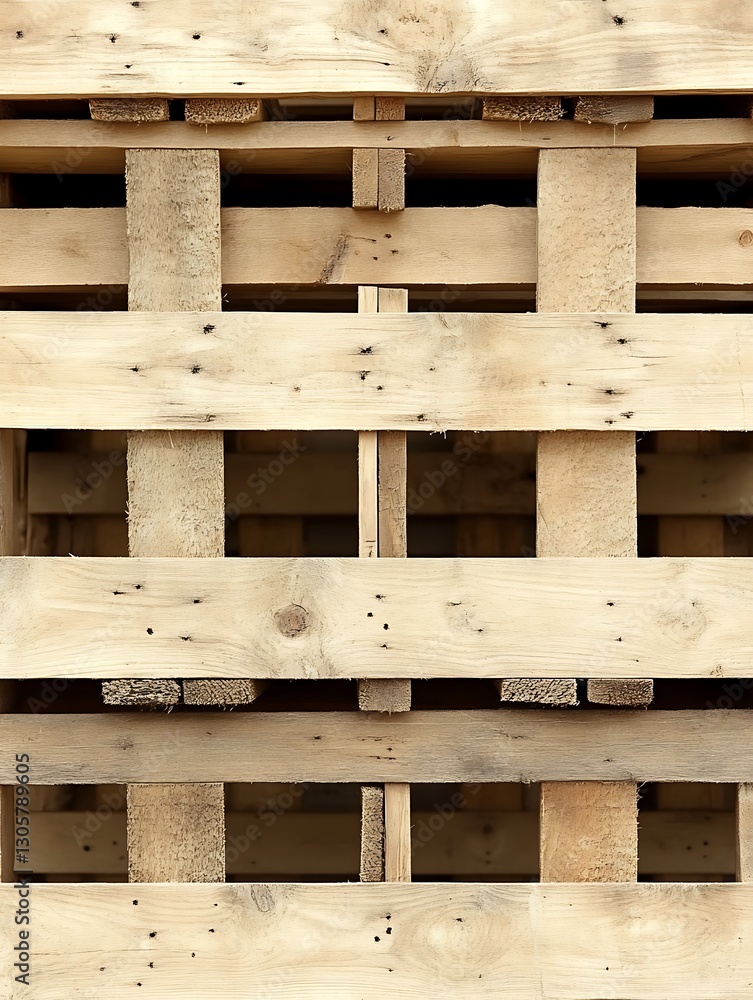 Stack of weathered wooden pallets showcases detailed construction pattern Stack of weathered wooden pallets showcases detailed construction pattern