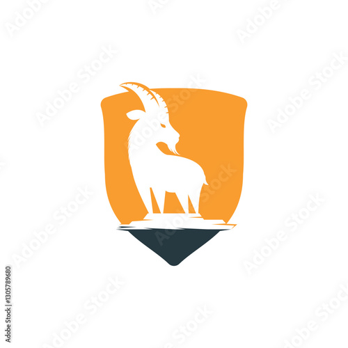 Goat Simple Logo Template Design. Mountain goat vector logo design.