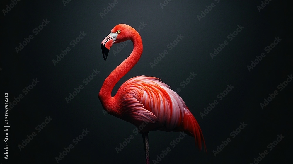 Fototapeta premium A Majestic Flamingo Standing In Front Of A Dark Background